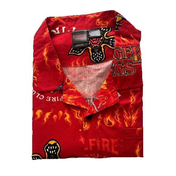 STRANGER THINGS NETFLIX Hawaiian Style Button Down Shirt Adult 3XL NWT Graphic  - Picture 2 of 10